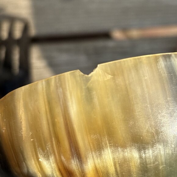 Vintage Hand Carved Horn Spoons Fork Lot of 3 Large Ladle Bovine Horn Canada - Picture 11 of 13